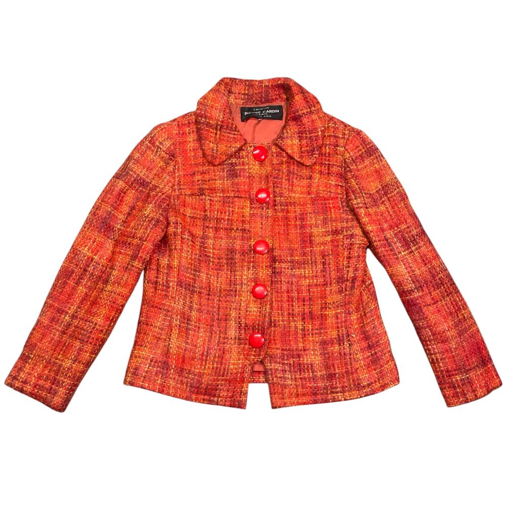 Vintage 60s Pierre Cardin Designer Mohair Blend Tweed Jacket